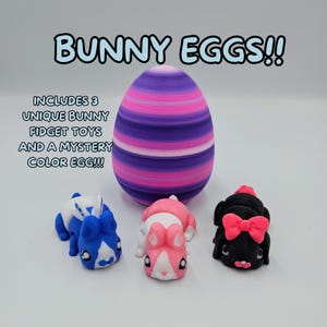 Bunny Egg With 3x Bunny Articulating Fidget Toys - Mystery Egg - Educational Toy, Easter Eggs, ADHD, Stress, Anxiety Relief Collectible