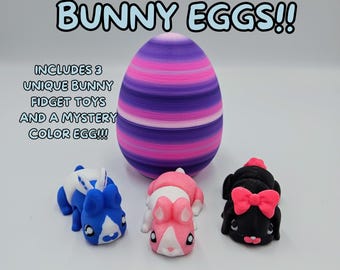 Bunny Egg With 3x Bunny Articulating Fidget Toys - Mystery Egg - Educational Toy, Easter Eggs, ADHD, Stress, Anxiety Relief Collectible