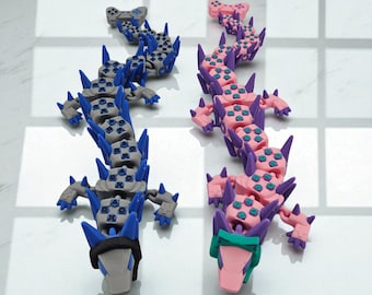Gamer Guy & Girl Dragon Figurines – Articulating Fidget Dragons – 3D Printed Desk Companions – Gaming-Inspired Stress Relief