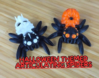Halloween Spiders - Artuclating Joints - Hallow and Jack-O-Lantern Themed Spiders For Halloween - Unique Home Decor and Toys For Halloween