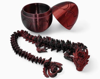 Heart Dragon Egg - 17" Dragons Articulating Joints - Heart-Themed Twist Enclosure Mystery Dragon Egg, ADHD, Stress Relief