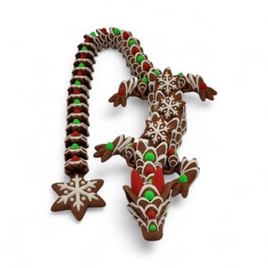 Dragón de jengibre adulto – Figura navideña de tamaño natural – Coleccionable navideño articulado – Decoración de fantasía de temporada impresa en 3D imagen 3