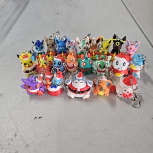 Christmas Themed PokePals - Collectible Keychain Figurines - 3D Printed Figures