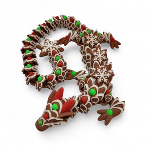 Dragón de jengibre adulto – Figura navideña de tamaño natural – Coleccionable navideño articulado – Decoración de fantasía de temporada impresa en 3D imagen 7