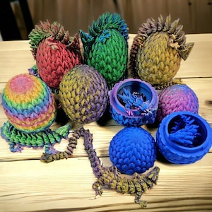 Surprise Dragon Egg Articulating Dragon Fidget ToyS - 3D Printed Flexi Dragons Flexible ADHD, Autism, Relief Anxiety For Kids Adults