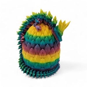 Figura de dragón articulada con forma de huevo de dragón de cristal sorpresa - Dragones impresos en 3D flexibles para aliviar el TDAH, el autismo y la ansiedad