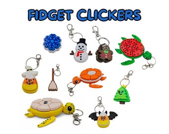 Fidget Clickers - Desktop and Keychains - Sensory Toy - Lobster Claw and Keychain Ring - Autism, ADHD, Stress, Anxiety Relief