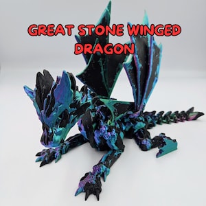 Great Stone Winged Dragon - Articulating Dragon Fidget Toys - Stress Anxiety Relief, ADHD - Large Adult Dragons image 1