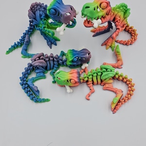 ZZ LIFE Flexi T-Rex Fidget - Flexible Rexi with Bone 3D Printed Articulated Toys for ADHD, Autism, Stress and Anxiety Relief, Unisex Adults