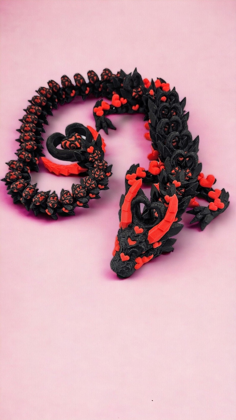 Heart Dragon By Cinderwing3D - Valentijnsdagcadeau voor haar - Knikkende draak fidgetspeelgoed met speciaal hartontwerp - cadeau voor hem afbeelding 6