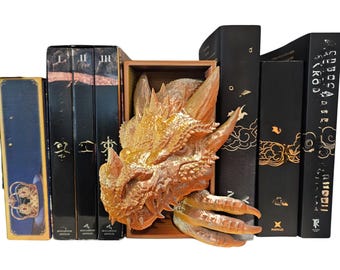 Single Arm Dragon Bookend | Dragons Awakening Fantasy Book Nook | 3D Printed Gold Silver Copper Decor | Unique Fantasy Gift for Readers