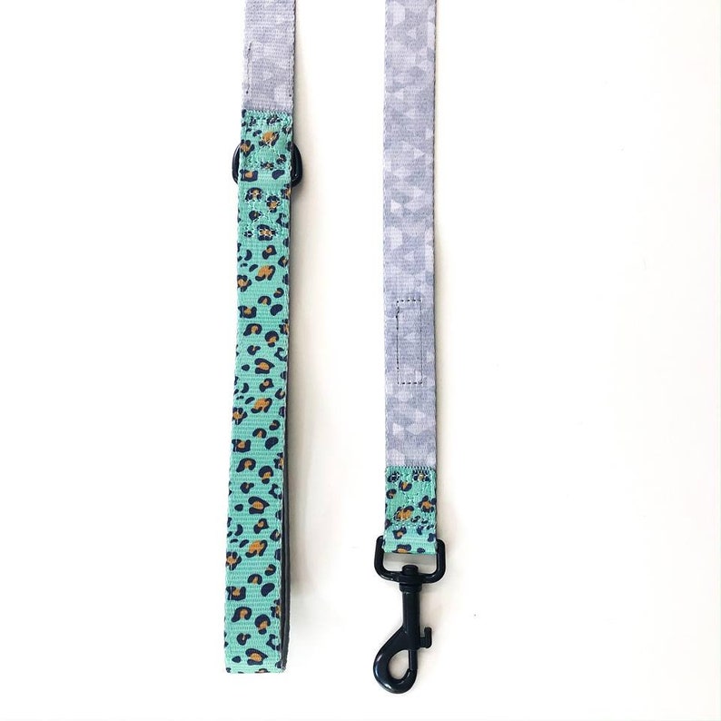 puppy lead dog lead walkwear fun dog leash Seafoam Leopard print Dog Leash