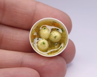 1:12 Scale Miniature Matzo Ball Soup, Realistic Jewish Passover Traditional Dollhouse Food