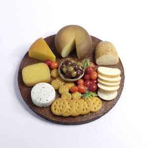 Charcuterie Cheese and Bread Board, 1:12 Scale, Realistic Dollhouse Miniature Food, Deli, Handmade