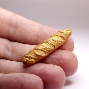 Miniature French Baguette Bread Loaf - 1:12 Scale, Realistic Dollhouse, Food, Bakery