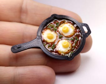 1:12 Scale Miniature Shakshuka – Traditional Israeli Breakfast, Realistic Jewish Dollhouse Food
