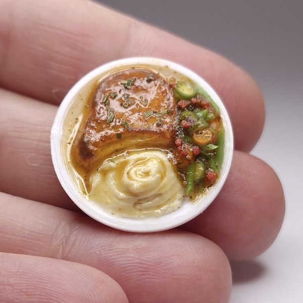 Miniature Pork Chop Dinner - 1:12 Scale realistic Dollhouse Food
