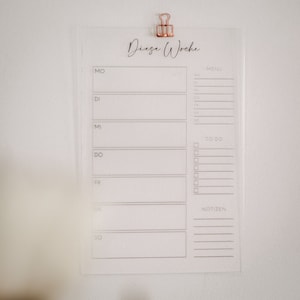 Acrylic Planner “This Week” | wipeable weekly plan | 20x30cm