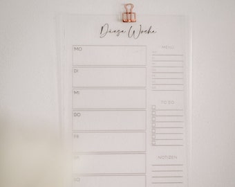 Acrylic planner "This Week" | Wipe-clean weekly plan | 20 x 30 cm