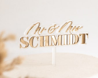 Cake Topper Mr & Mrs - personalisiert mit eurem Nachnamen | Hochzeitsdeko | Hochzeitstorte