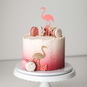 Cake Topper Flamingo | Cupcake Topper | Flamingos & Blätter Tortendekoration