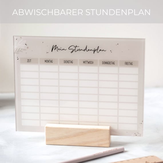 Abwischbarer Stundenplan | Design Boho