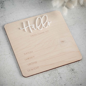 Schild "Hallo" zur Geburt | Geburtstafel/Geburtsschild