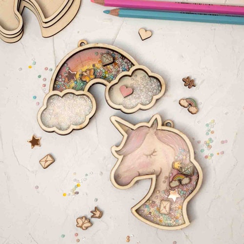 Craft kit for snow globe pendants | Unicorn & Rainbow