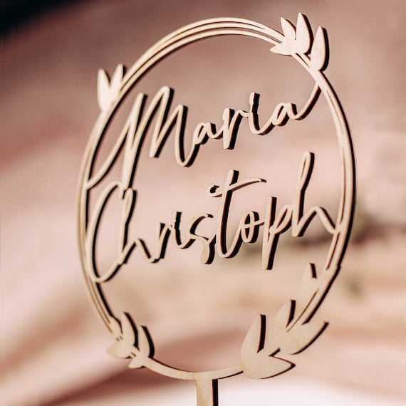 Caketopper personalisiert rund aus Holz Etsy