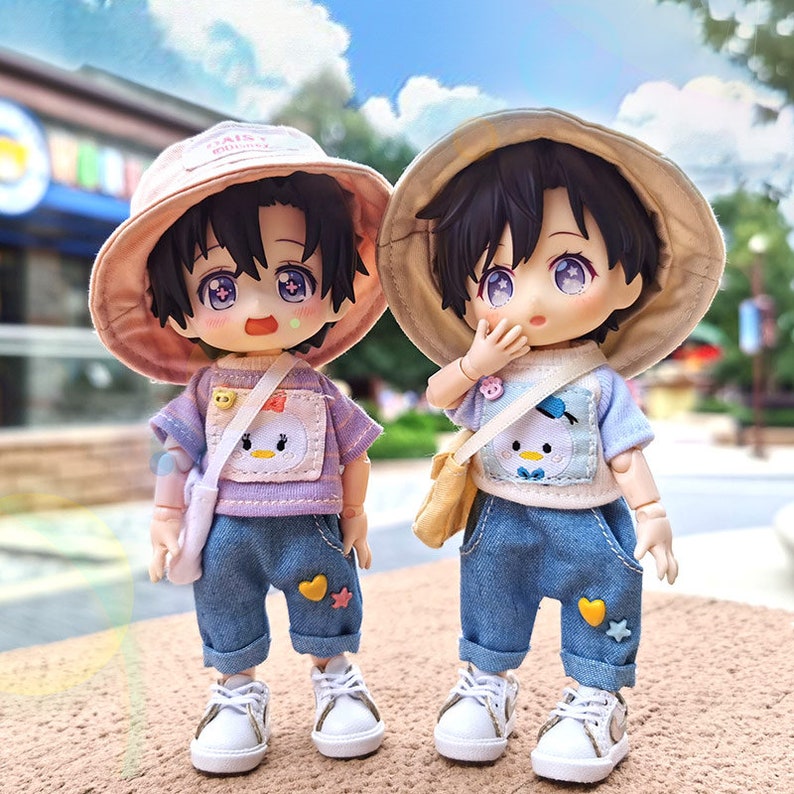 Obitsu11 clothes Theme park set T-shirt jeans suit Fisherman hat bag set GSC nendoroid 1/12 BJD dolls clothes 