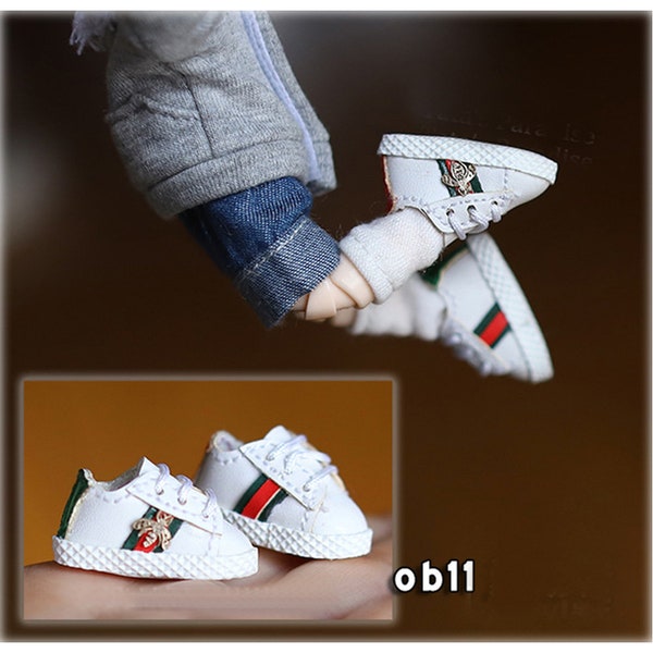 Obitsu 11, OB11 shoes 1/12 bjd azone shoes sports shoes Bee stripe Lace-up casual shoes