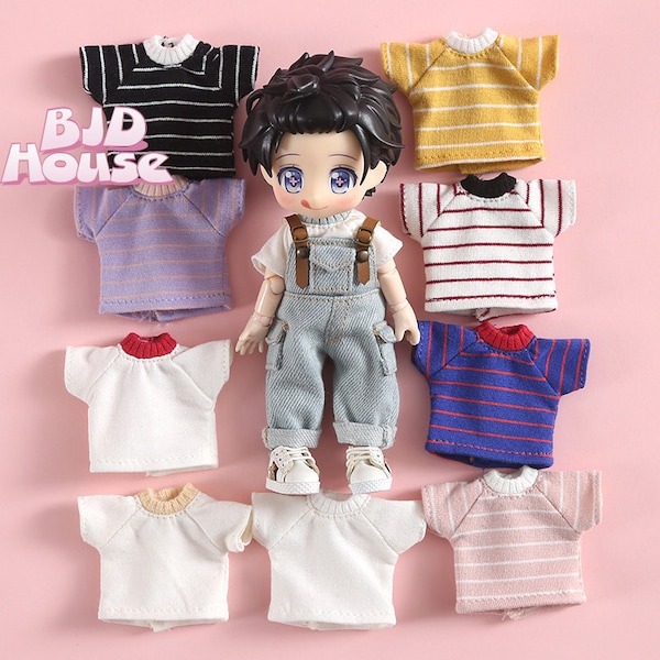 11 colors Obitsu11 clothes striped T-shirt dolls short colorblock striped GSC 1/8bjd P9 clothes