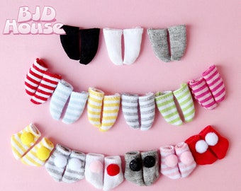 1Pairs Obitsu11 Candy Colors Doll Stripe Socks for OB11 1/12 BJD GSC Doll Short Socks