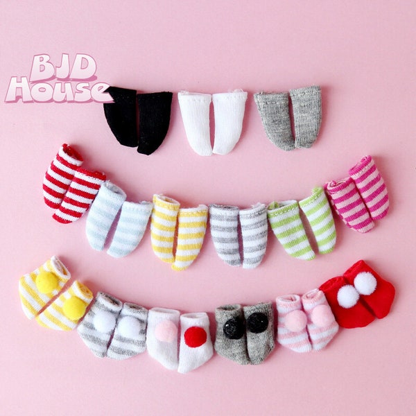 1Pairs Obitsu11 Candy Colors Doll Stripe Socks for OB11 1/12 BJD GSC Doll Short Socks