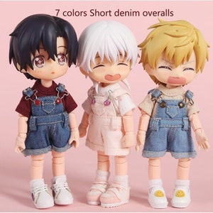 7 colors Obitsu11 clothes fashion pants dolls short Denim Overalls for OB11 1/12 BJD Body9