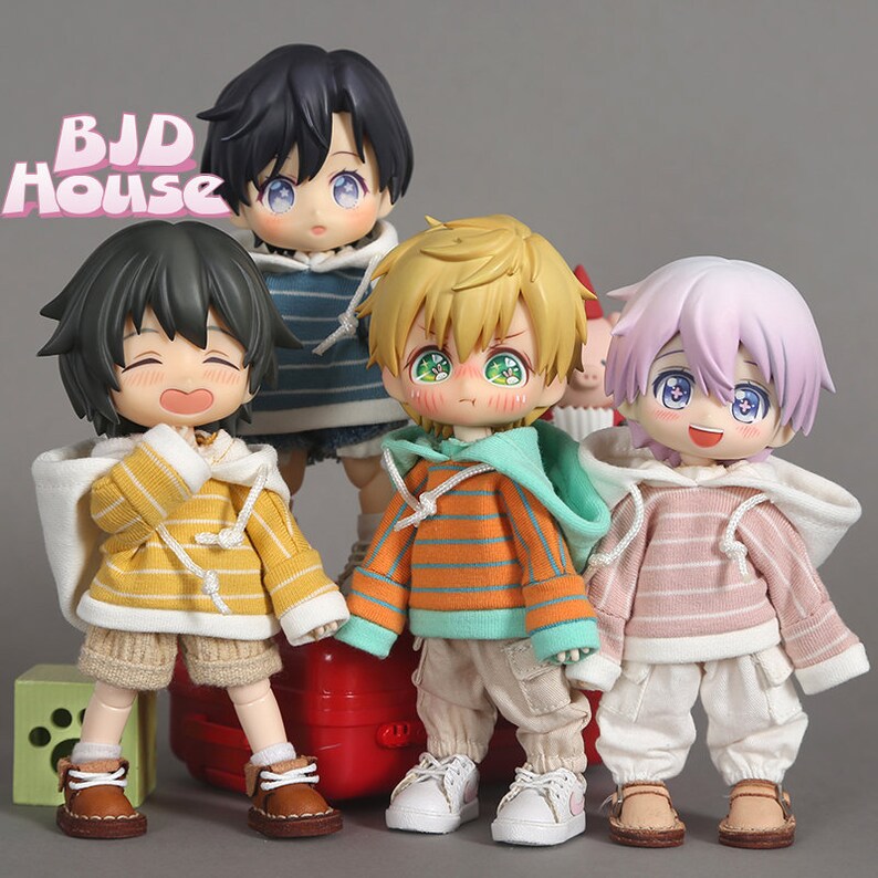 Nendoroid clothes Obitsu11 clothes striped T-shirt dolls striped Hooded sweater 8 colors 