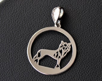 Chinese Crested Dog pendant. Sterling silver. Minimalist jewelry with Chinese Crested Dog.