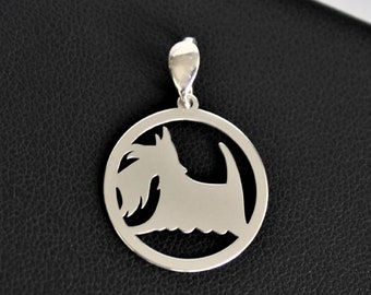 Scottish Terrier pendant. Sterling silver Ag. Pendant with Scottish dog. Scottish Terrier jewellery.