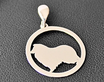 Shetland Sheepdog pendant. Sterling silver. Ag. Pendant with Sheltie dog. Minimalist jewelry with Shetland Sheepdog.