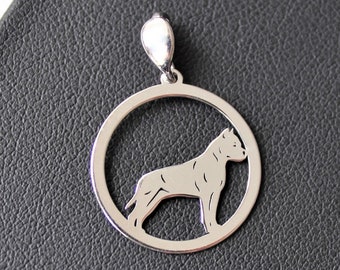 American Staffordshire Terrier pendant. Sterling silver. Pendant with Amstaff. Minimalist jewelry with Amstaff.