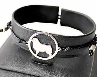 Australian Shepherd bracelet. Sterling silver and jewelry cord. Bracelet with Aussie. Minimalist jewelry with Aussie dog.