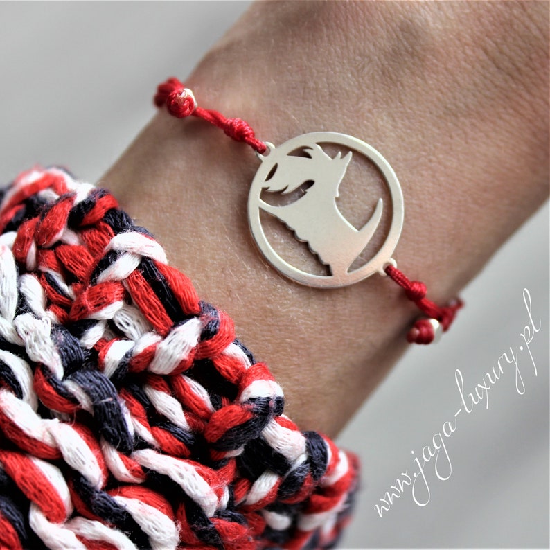 Sterling Silver Ag and jewelry cord Scottish Terrier jewellery Bracelet with Scottish Terrier. Scottish Terrier bracelet