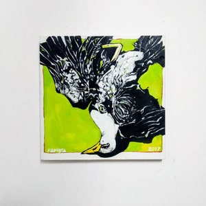 Down. Painting on wood. Artwork.