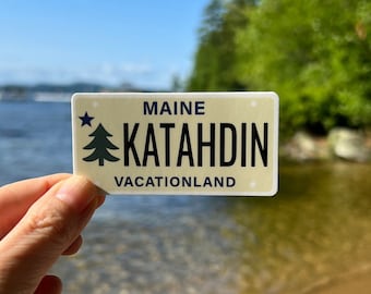 Katahdin Maine License Plate Sticker – Maine 1901 Flag Vinyl Decal