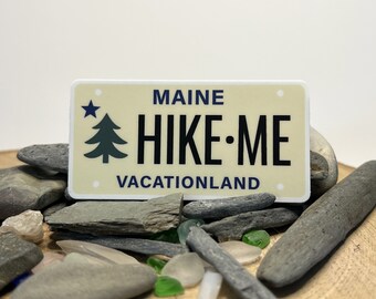 HIKE MAINE - Maine 1901 Flag License Plate Stickers - Maine License Plate Vinyl water bottle and vehicle stickers