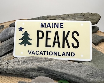 Peaks Island Sticker - Maine 1901 Flag License Plate Stickers - Maine License Plate Vinyl water bottle and vehicle stickers