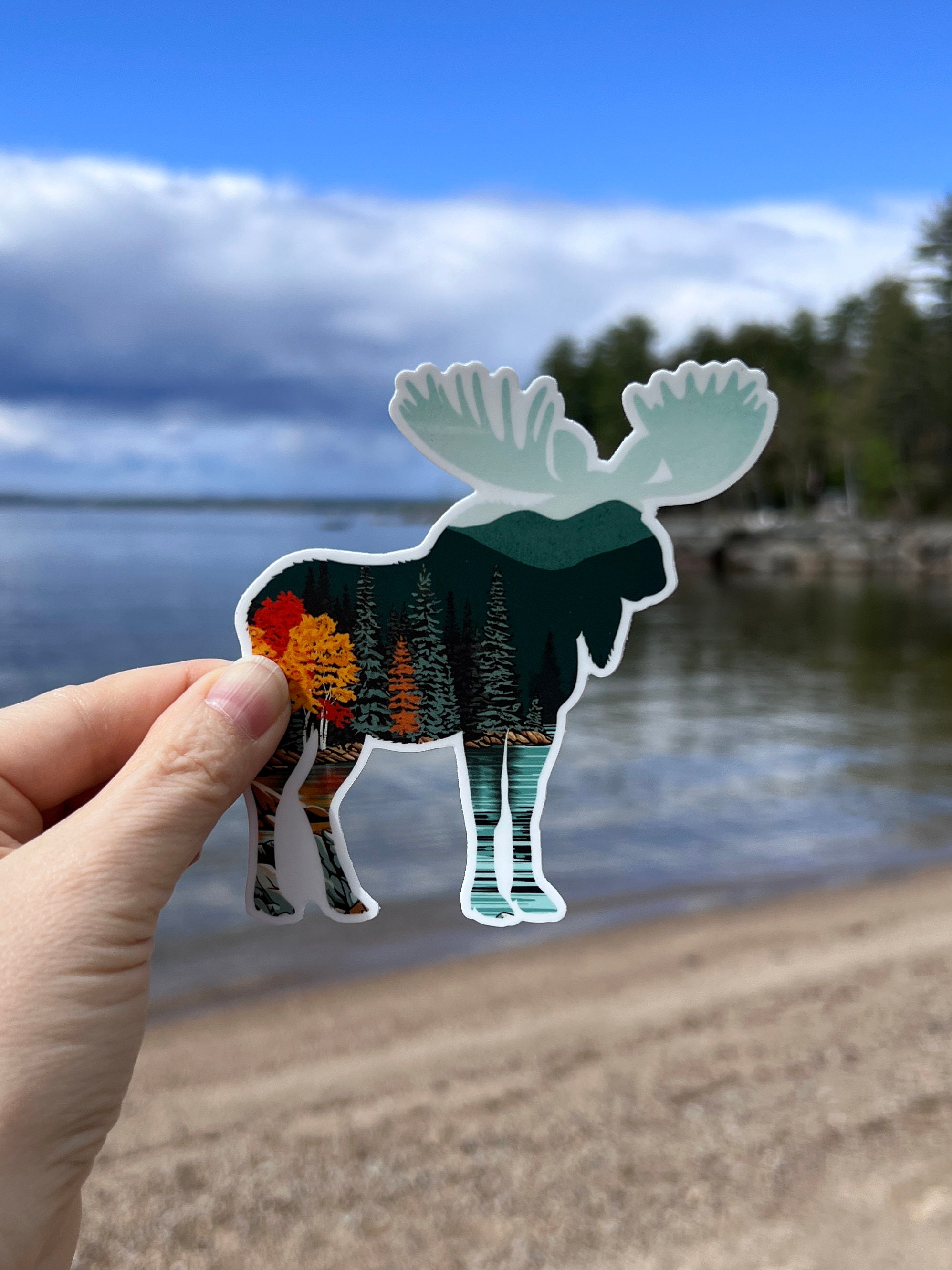 Moose Sticker - Maine Moose Fall Sticker - Vermont Moose Nature - New ...