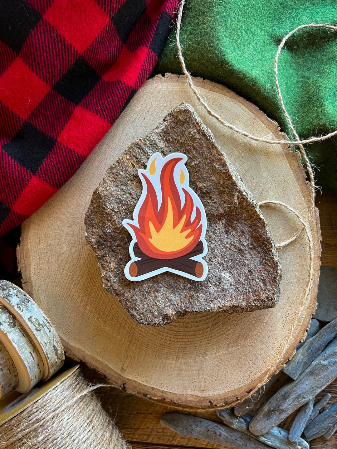 Cozy Campfire Vinyl Sticker - Fall Camping in Maine - Etsy