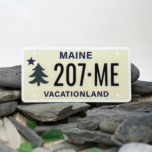 207 MAINE - Maine 1901 Flag License Plate Stickers - Maine License Plate Vinyl water bottle and vehicle stickers