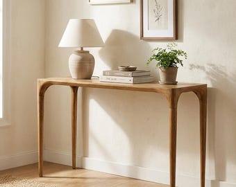 Walnut Wood Entryway Console Table Minimalist Narrow Sofa Table